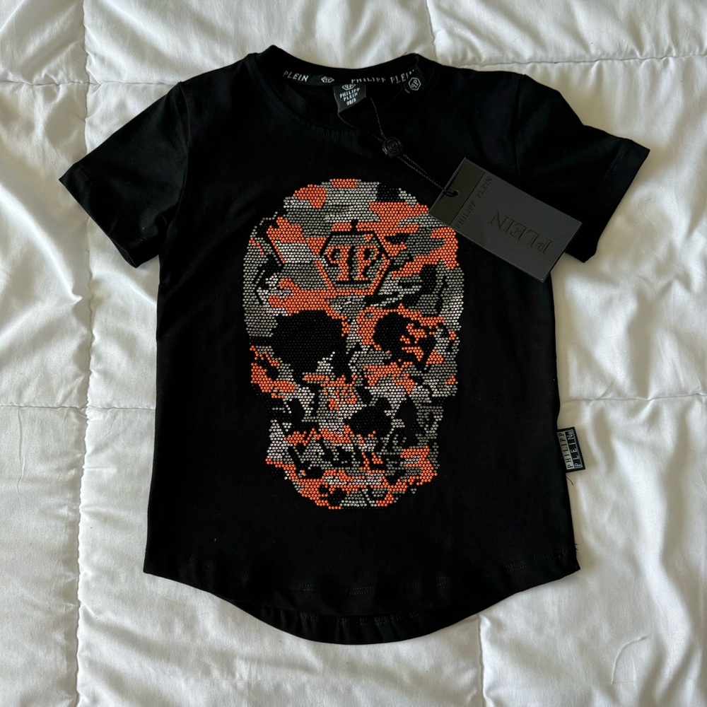 Philipp Plein 'Bad-S' Skull Embellished Short Sleeve Top
